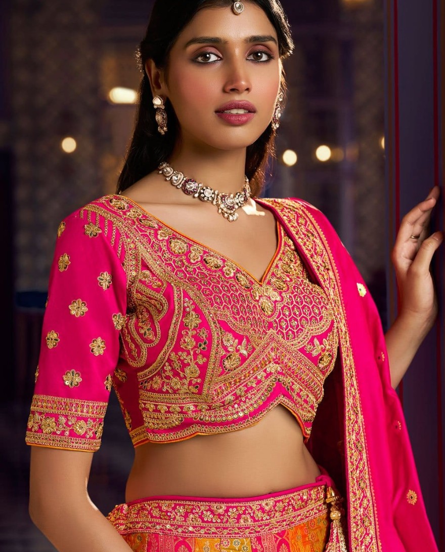 10382 - Glorious Embroidered Banarasi Multi Colour Designer Lehenga Choli